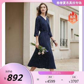 PALUOPO/PLV领时尚波点印花减龄收腰微弹连衣裙ES260199Z
