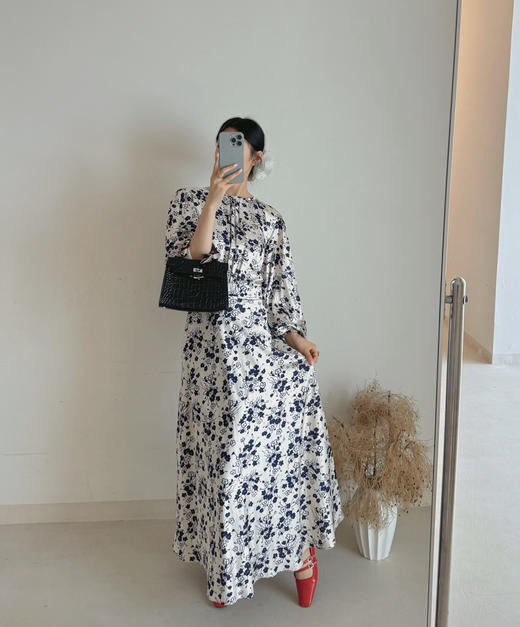 LK｜同款素雅印花长款连衣裙！ 商品图3