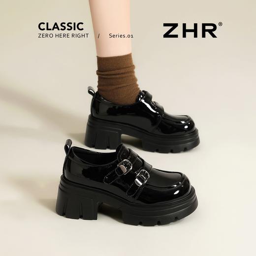 【6CM】ZHR猪皮垫增高厚底乐福鞋女2026春季新款小个子英伦单鞋女★ 商品图6