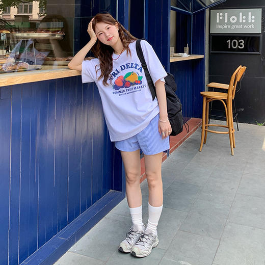 西遇韩系印花短袖T恤女2026年夏季新款纯棉圆领宽松显瘦百搭上衣SS060446 商品图3