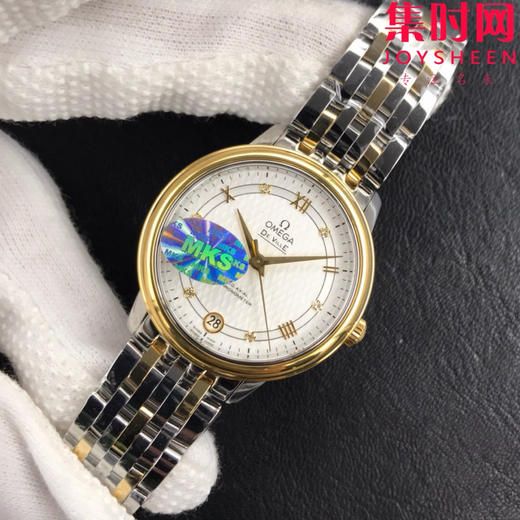 MKS欧米茄碟飞系列 蝶飞经典女款系列 间金绸缎面 女士机械腕表 表盘尺寸：32.7*9.5mm 专柜原装尺寸 商品图2