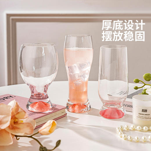 摩登主妇粉色玻璃杯家用喝水杯女高颜值牛奶杯子果汁饮料杯啤酒杯 商品图4