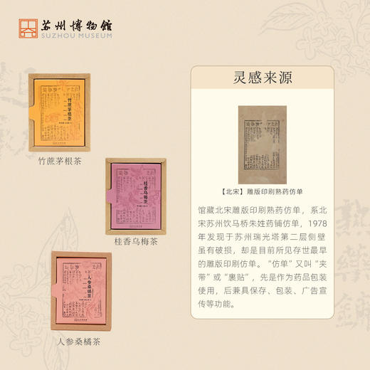 苏州博物馆 一周袋泡茶创意仿药单设计复古手绘沁润滋养甘甜润口独立包装下午茶送礼 商品图2