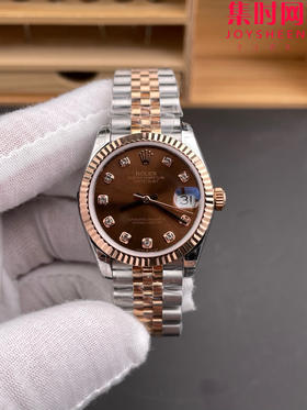 劳力士GS日志型系列 女款31mm 日志31系列 间玫金钻刻咖啡面 女士腕表 搭载改Cal.2236全自动机械机芯