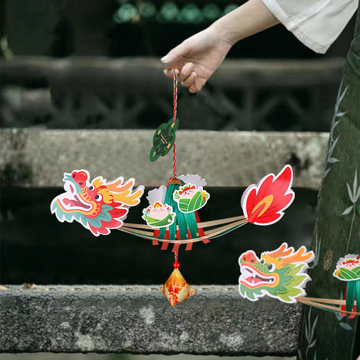 竹编挂饰新年手工龙舟小船diy材料包儿童编织创意装饰活动挂件 商品图1