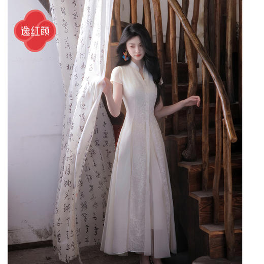 逸红颜《花织序》26夏新梦幻亮片蕾丝超大摆网纱插片提花连衣裙女 商品图1