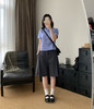 Miu系女士夏日学院风格纹短袖衬衫上衣5.25 商品缩略图3