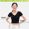 「棉的美学」夏季简约纯色抽褶桃心V领修身白色T恤女露鱼骨显瘦休闲百搭上衣 商品缩略图3