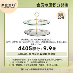 【6月会员积分兑换专享】复古花卉双层蛋糕盘绿（拍此链接不发货）