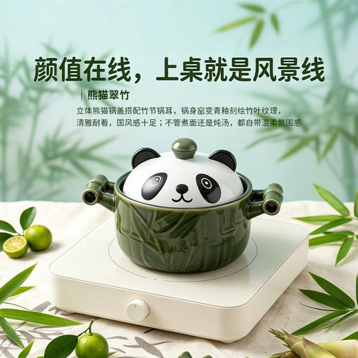 【陶煲王萌趣一人锅】熊猫砂锅家用耐高温煲汤熬粥创意手绘一人小砂锅婴儿辅食锅 商品图6