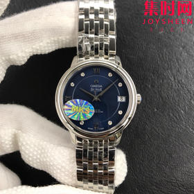 MKS欧米茄碟飞系列 蝶飞经典女款系列 蓝盘钻面 女士机械腕表 表盘尺寸：32.7*9.5mm 专柜原装尺寸