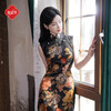 逸红颜《昭芃》26年夏新款鎏金花影刺绣花瓣领香云纱新中式旗袍女 商品缩略图2