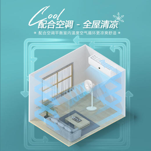 12寸立式空气循环扇XD-2988FB   颜色：白色/蓝色 商品图1