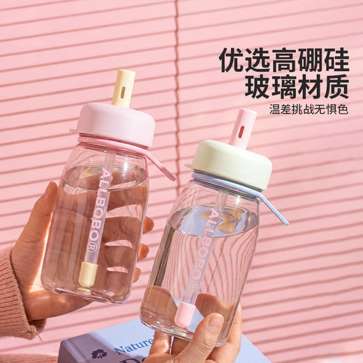摩登主妇高硼硅玻璃杯茶水分离杯牛奶杯女士高颜值泡茶杯吸管水杯 商品图2