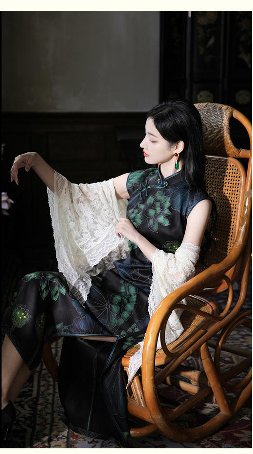 逸红颜《千俞》26年夏新款百搭织金三角蕾丝花边新中式旗袍外披女 商品图0