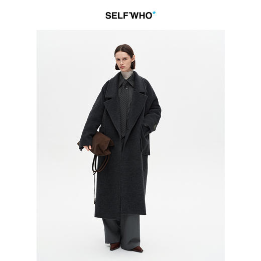 SELFWHO90白鸭绒灰色条纹领带羽绒服衬衫女2025冬季新款保暖外套 商品图3