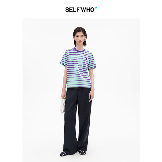 SELFWHO绵羊毛混纺经典直筒西裤休闲裤女2026夏季新款抽绳阔腿裤 商品图3