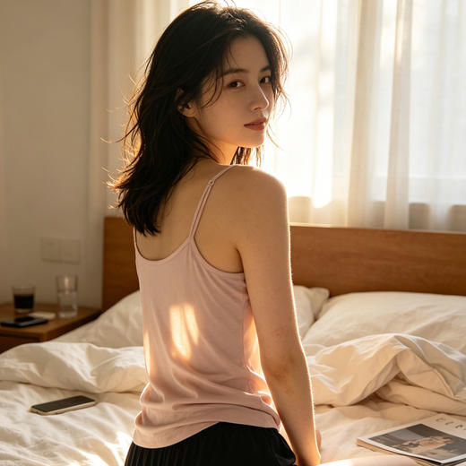Mylyis 兰精莫代尔60S无痕圆领背心/可调节吊带 多色可选 云感轻柔体验 舒适透气 裸感轻盈 商品图9