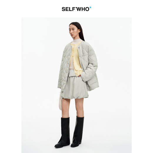 SELFWHO90白鸭绒菱格纹理羽绒服女2025冬季新款宽松防风轻暖外套 商品图2