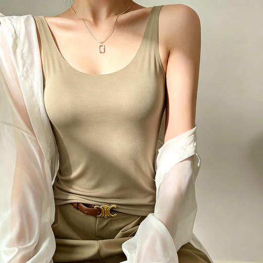 Mylyis 兰精莫代尔60S无痕圆领背心/可调节吊带 多色可选 云感轻柔体验 舒适透气 裸感轻盈 商品图13
