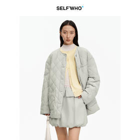 SELFWHO90白鸭绒菱格纹理羽绒服女2025冬季新款宽松防风轻暖外套