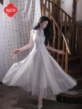 逸红颜《花织序》26夏新梦幻亮片蕾丝超大摆网纱插片提花连衣裙女