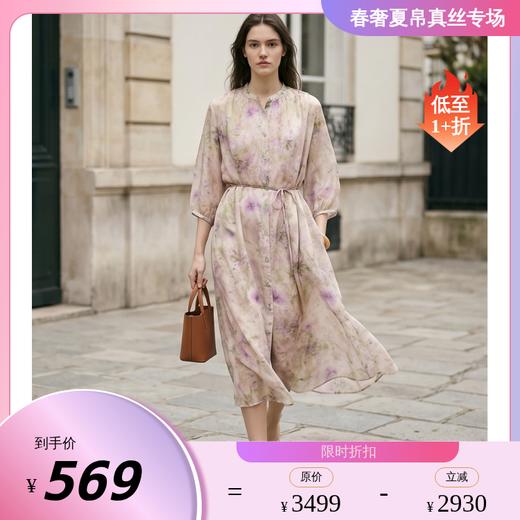 PALUOPO/PL仙气飘飘立领减龄印花收腰优雅连衣裙ES260102Z 商品图0