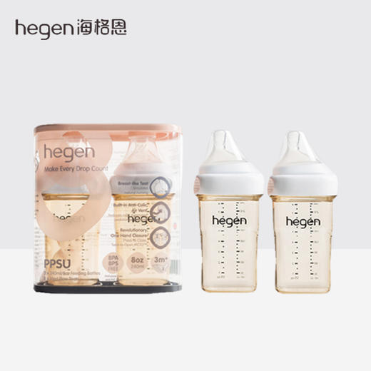 双支装 | Hegen海格恩新生儿宽口径奶瓶PPSU婴儿防胀气宝宝仿母乳耐摔原装（双支装） 商品图0