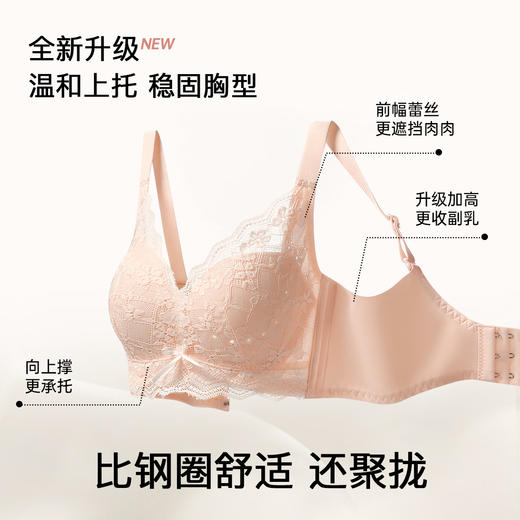 A2-【75-90BC杯】【轻薄洞洞杯 透气聚拢】性感蕾丝内衣女夏薄款收副乳调整型文胸   柔和轻羽 商品图1