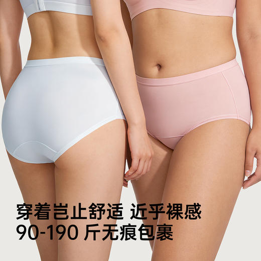 N2- 3条装 润微桑蚕丝60S莫代尔内裤女长档无痕大码中高腰透气亲肤三角裤女  云柔莫棉 商品图2