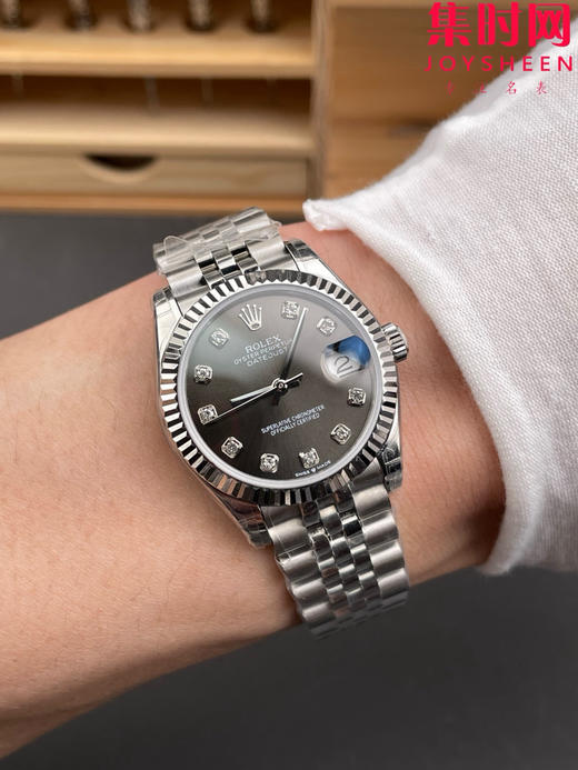 劳力士GS日志型系列 女款31mm 日志31系列 水泥灰 灰盘钻面 寓意非常好：灰钻（会赚）女士腕表 搭载改Cal.2236全自动机械机芯 商品图8