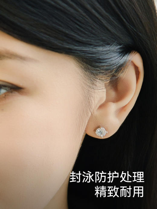 小灯泡 原装捷克宝仕奥莎®方晶锆石单钻耳钉JCG2EAR005 商品图5