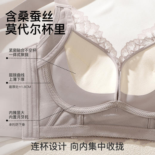 A4-【A-B杯】院线级塑胸调整型】含莫代尔桑蚕丝内衣女小胸聚拢强收副乳文胸   蔷薇幻境 商品图5
