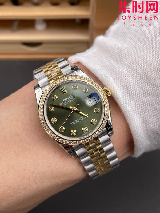 劳力士GS日志型系列 女款31mm 日志31系列 间金绿盘钻面 钻圈款 女士腕表 搭载改Cal.2236全自动机械机芯 商品图8