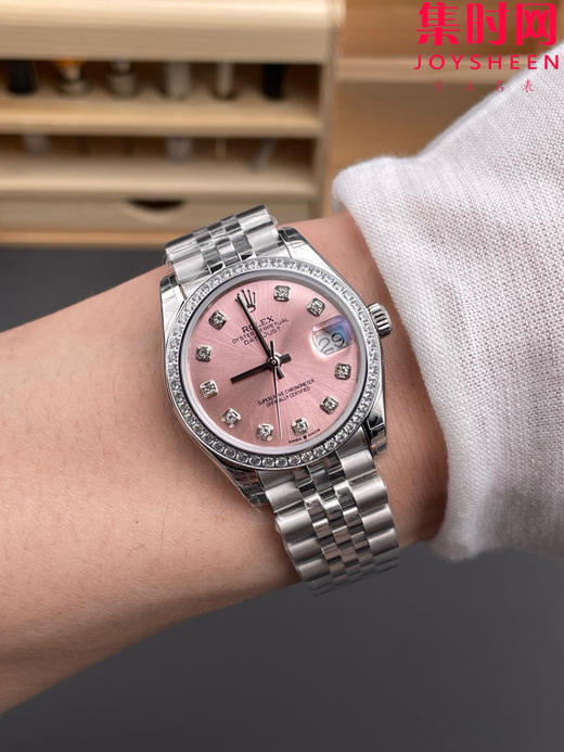 劳力士GS日志型系列 女款31mm 日志31系列 粉盘钻面 钻圈款 女士腕表 搭载改Cal.2236全自动机械机芯 商品图8