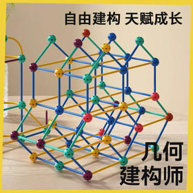 【赠收纳箱】趣盒子几何建构师 男女孩智力思维训练 益智拼装数学 认识点-线-面-体培养孩子创造性的数理思维352pcs