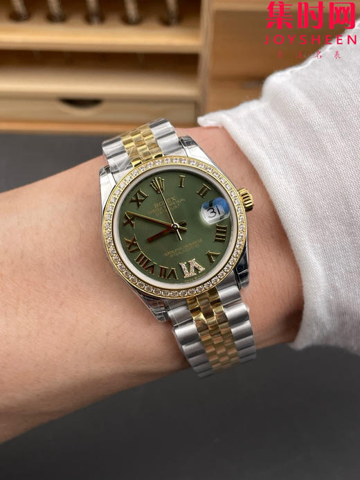 劳力士GS日志型系列 女款31mm 日志31系列 间金绿罗马钻圈 女士腕表 搭载改Cal.2236全自动机械机芯 商品图8
