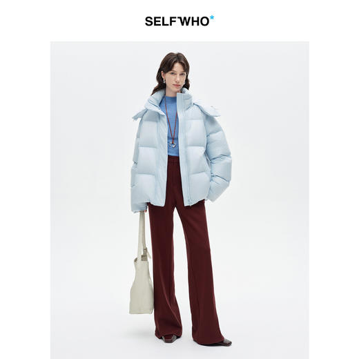 SELFWHO天丝绵羊毛混纺经典四合扣微喇裤女2026夏季新款休闲西裤 商品图4