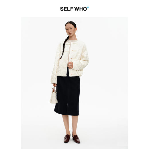 SELFWHO绵羊毛混纺一片式单面呢拉链半身裙女2026夏新款A字包臀裙 商品图1