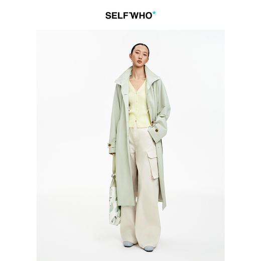 SELFWHO棉混纺户外多口袋工装裤女2026夏新款高腰宽松弯刀休闲裤 商品图3