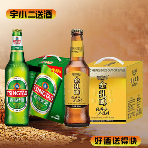 【啤酒】青岛瓶装8°P500ml*6+滋活泰山金扎啤460ml*6 商品图0