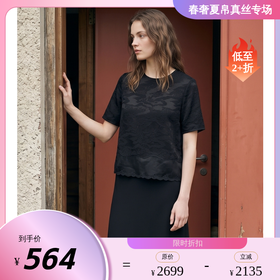 PALUOPO/PL重磅冠乐绉圆领宽松提花温柔真丝T恤ES260315Z