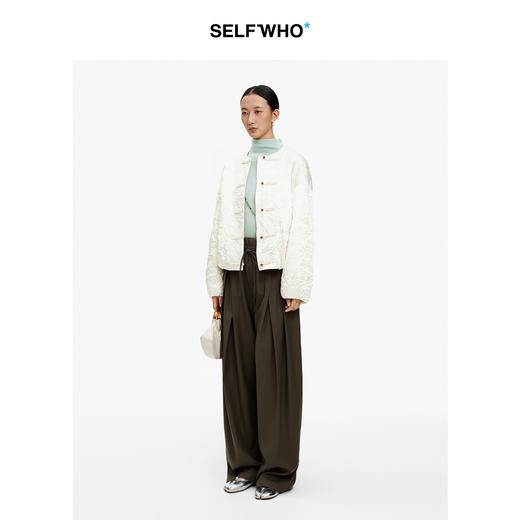 SELFWHO醋酸新中式生肖马绗棉外套女2025春新款宽松茧型盘扣上衣 商品图1
