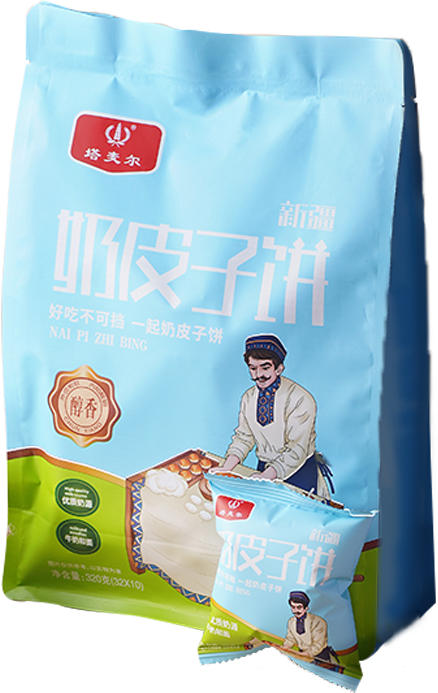 【新疆牛奶和面 奶香浓郁】塔麦尔 新疆特产奶皮子饼酸奶饼 320g*4袋 商品图3