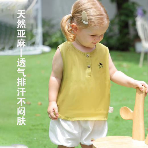 【云优选】Babystormi 亚麻背心/短裤 夏季男女童时尚休闲背心短裤亚麻（周末不发货） 商品图0