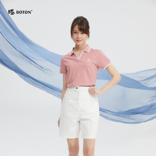 波顿夏季女士短袖高端美式休闲v领polo保罗衫短袖上衣LT316224 商品图0