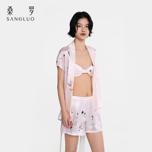 游园惊梦』桑罗轻中式戏曲丝滑柔软桑蚕丝文胸内裤套装2026年新款 商品图7