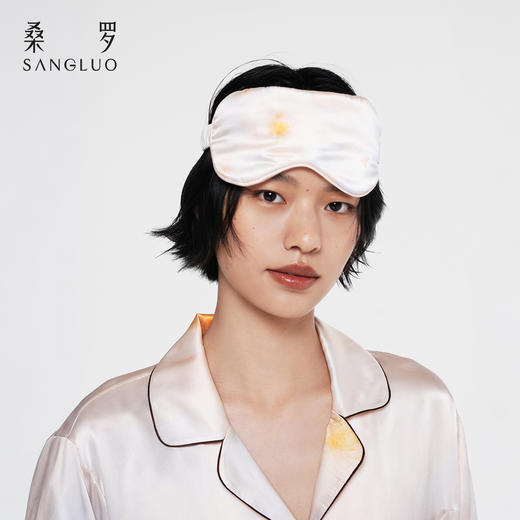 雾月花影』桑罗晕染印花真丝眼罩100%桑蚕丝遮光助睡眠2026年新款 商品图0
