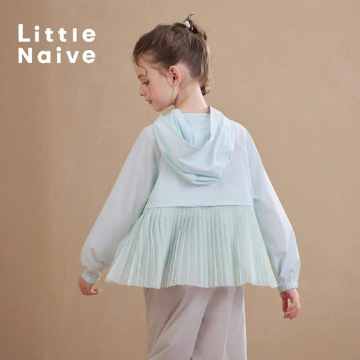 Little Naive儿童运动防晒衣夏季连帽户外防晒服女童凉感防晒外套 商品图4