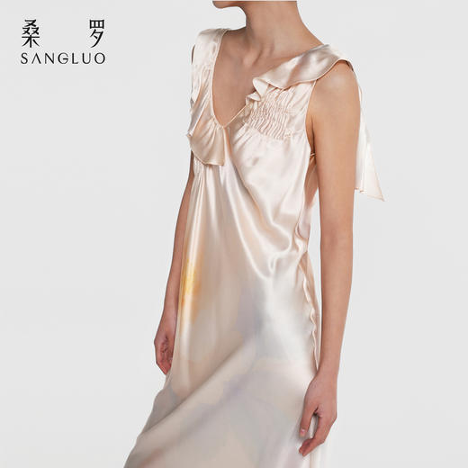 雾月花影』桑罗晕染印花真丝睡裙100%桑蚕丝女连衣裙2026年新款 商品图5